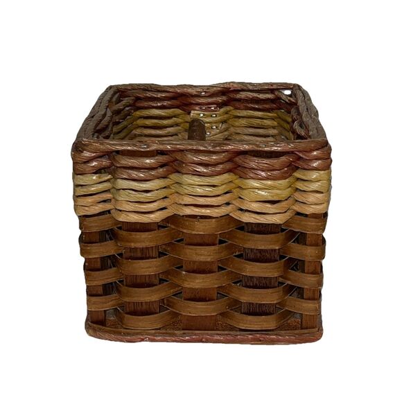Beautiful Foxcreek Handmade In USA Desk Bathroom Kitchen Organizer Basket 6x6 - Picture 1 of 7